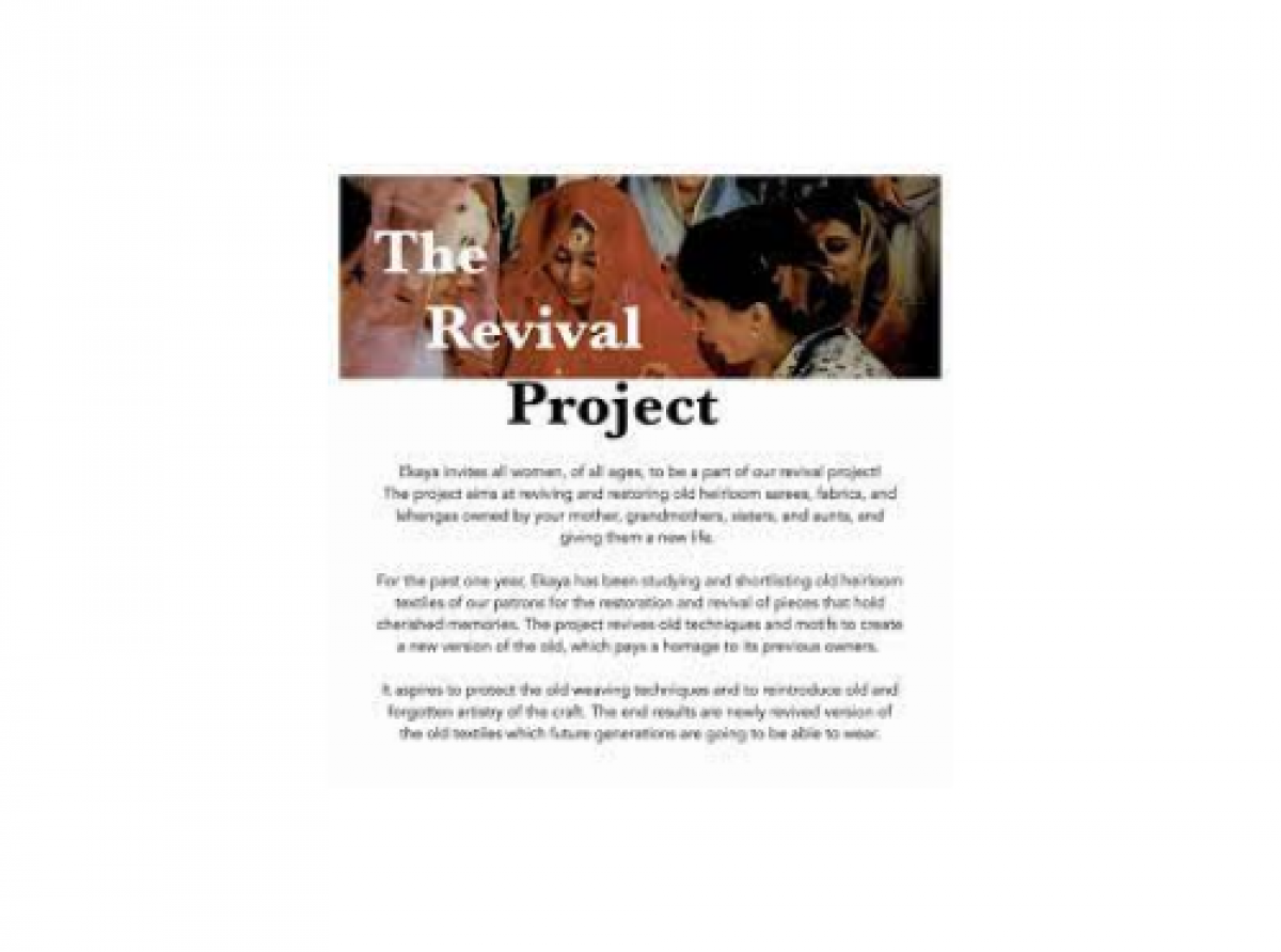 Ekaya starts a project called 'The Revival Project,' which aims to preserve heirloom garments